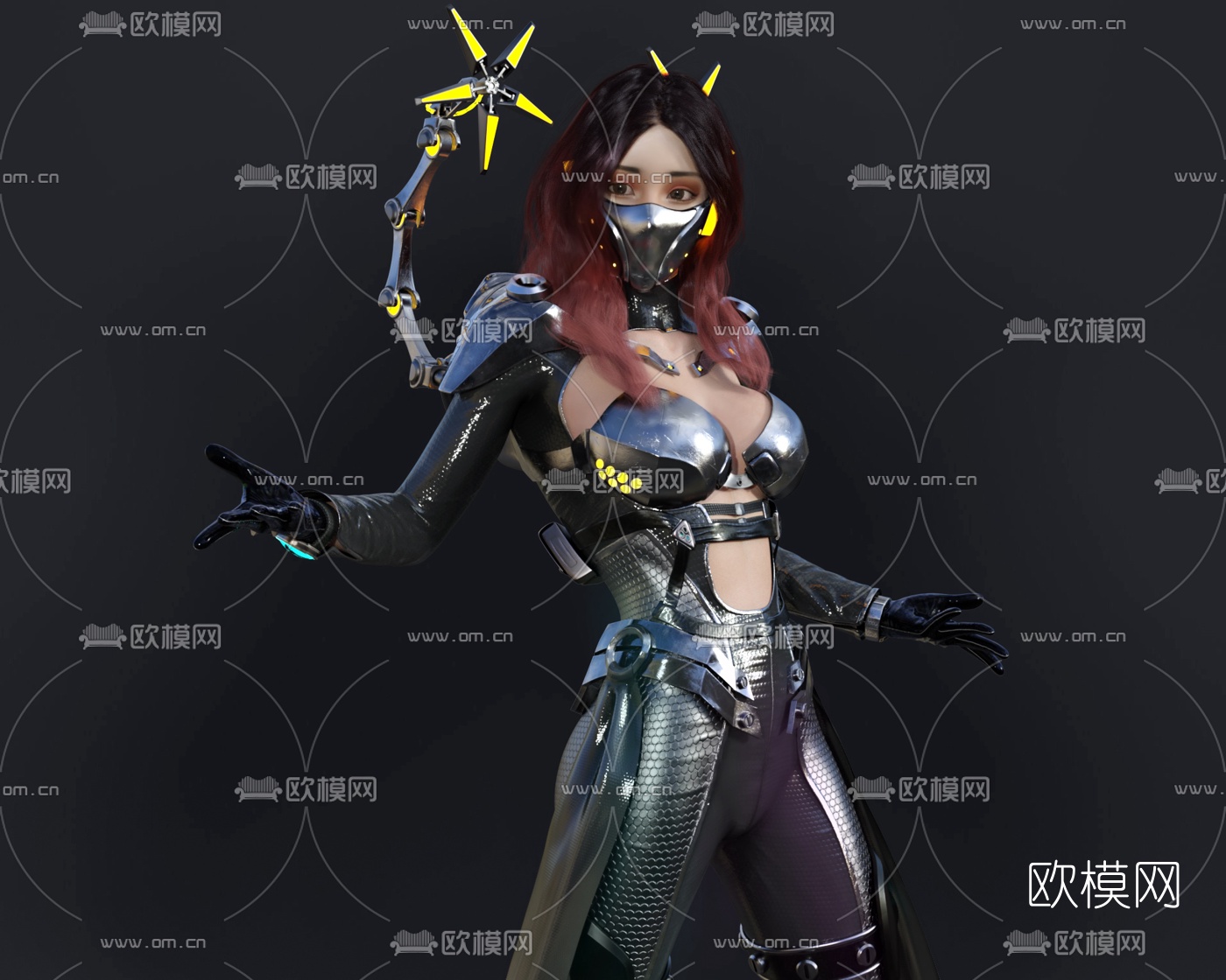 后现代科幻女战士3d模型下载（渲染图2）