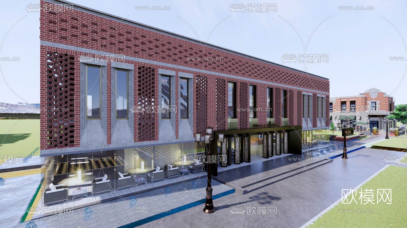 欧式高层公寓楼外观su模型下载（渲染图2）