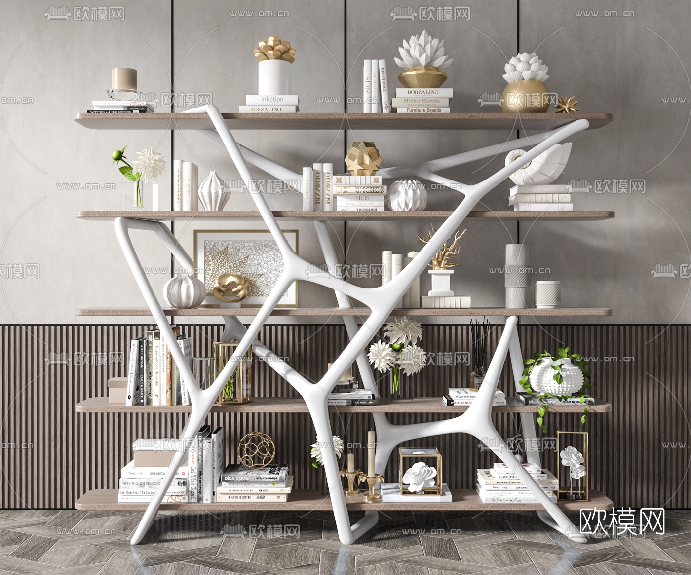 现代个性装饰架3d模型下载（渲染图1）