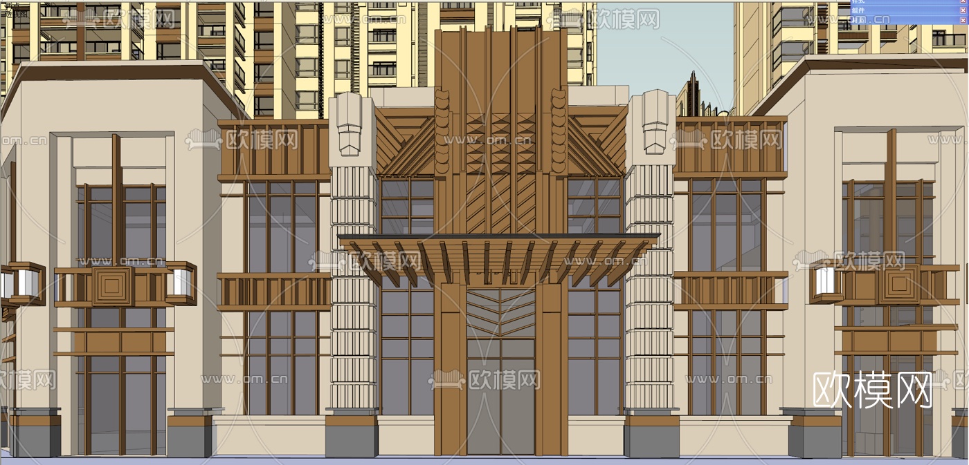 新古典超高层公寓楼su模型下载（渲染图4）