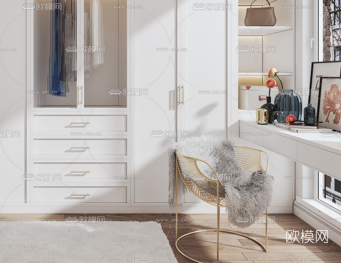 北欧衣帽间3d模型下载（渲染图2）