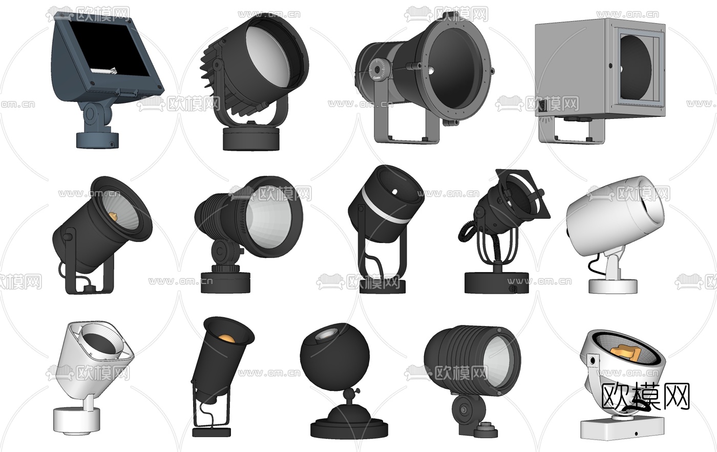 现代舞台聚光灯光束灯su模型下载