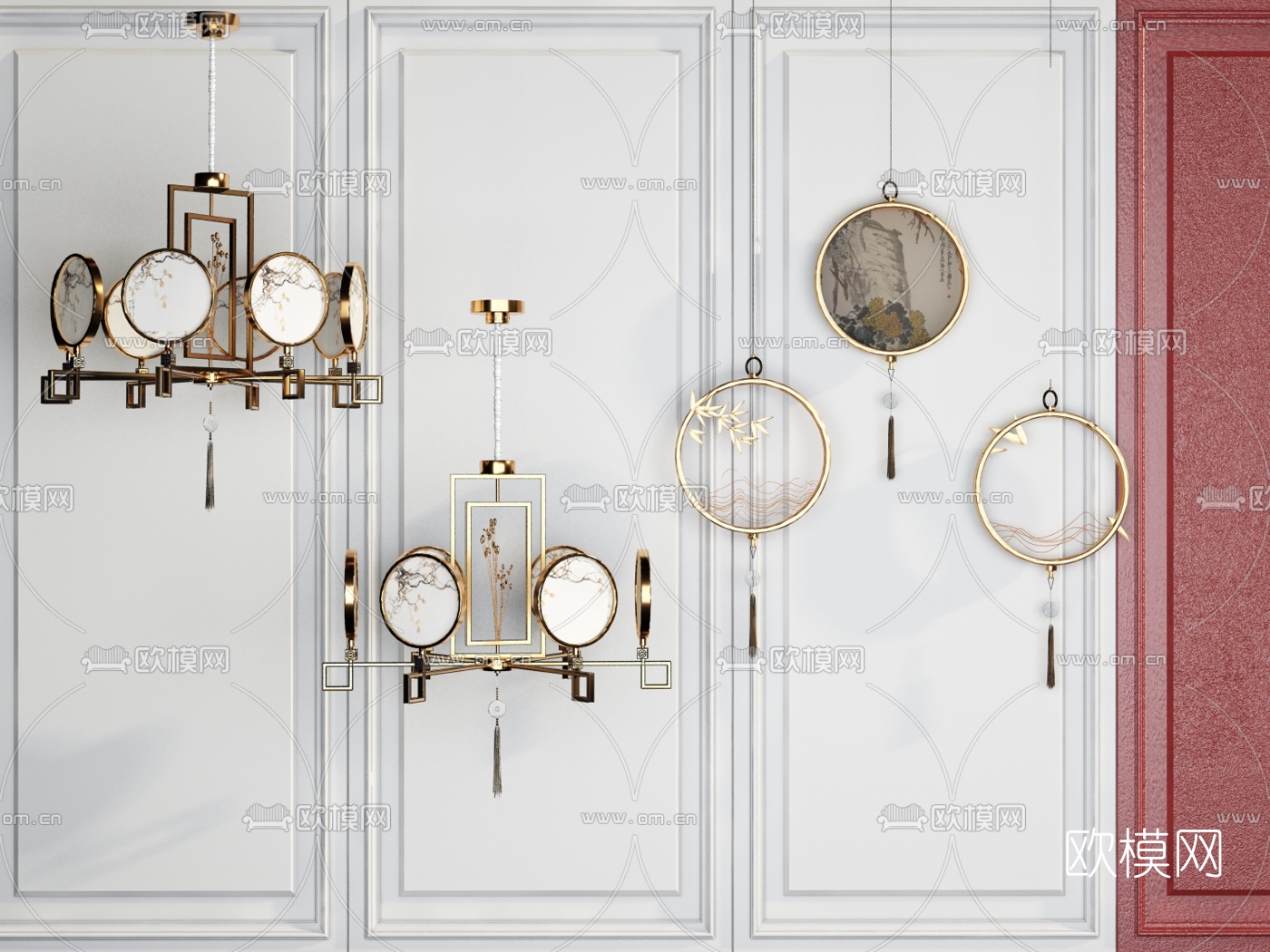 新中式装饰小吊灯su模型下载（渲染图1）