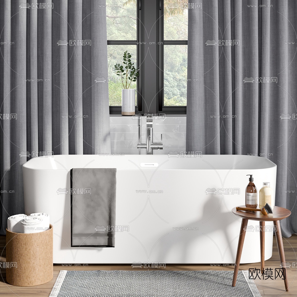 现代陶瓷浴缸3d模型下载