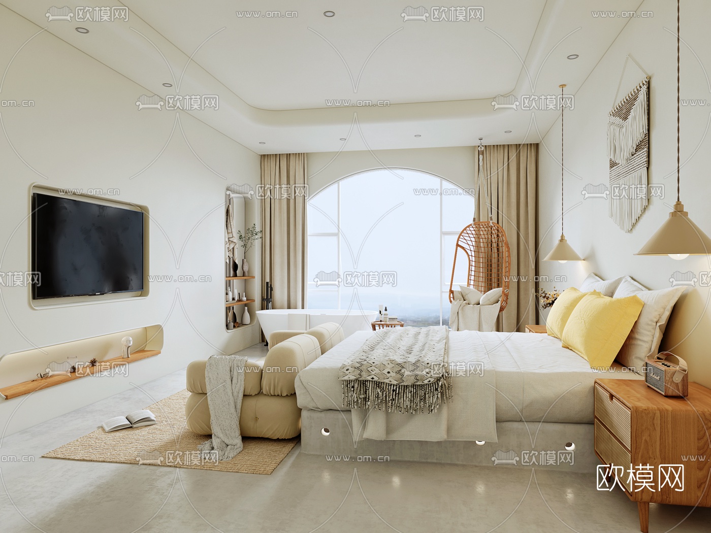 北欧民宿客房3d模型下载（渲染图2）