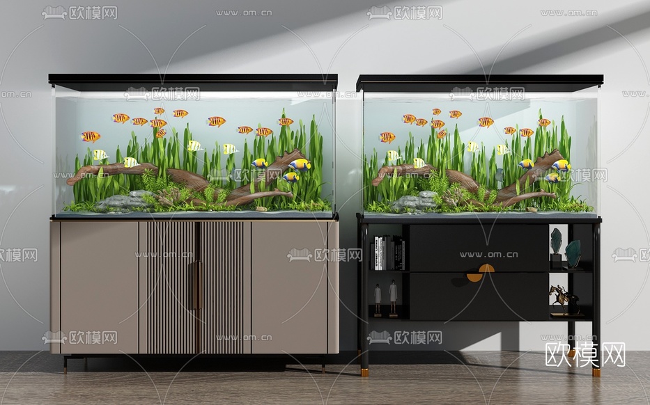 现代水族鱼缸3d模型下载