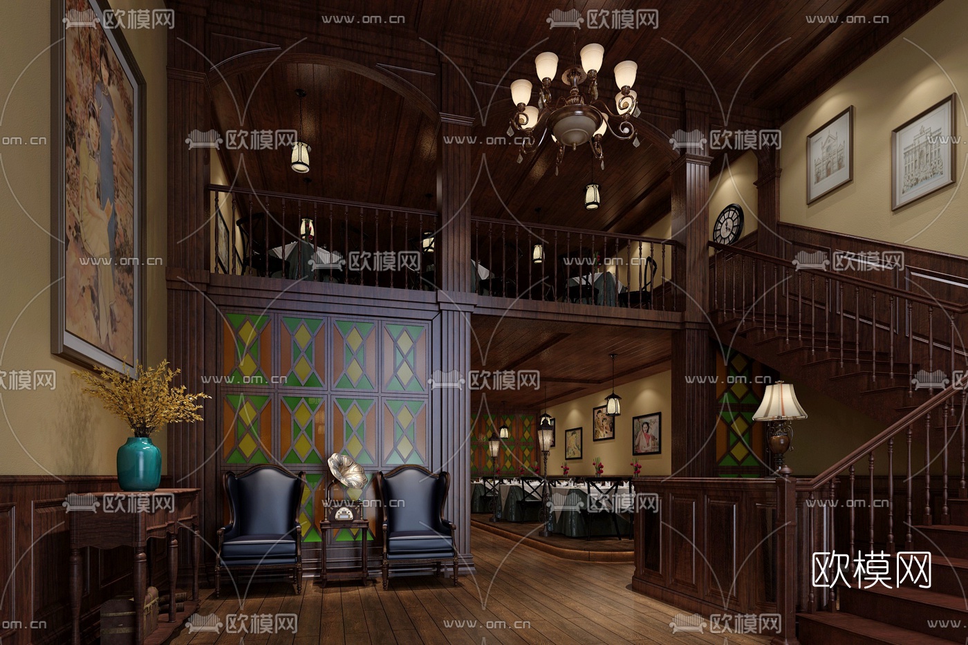 美式西餐厅免费3d模型下载