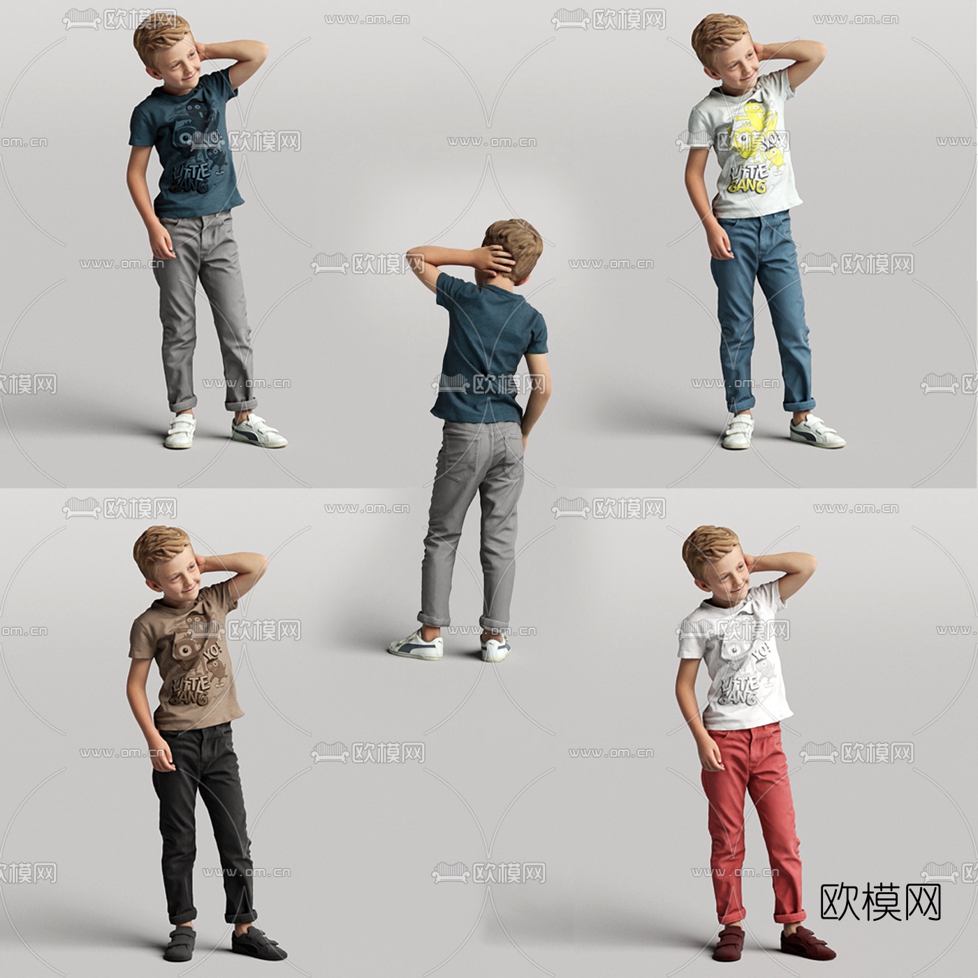 现代站姿男孩人物3d模型