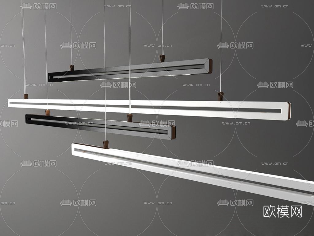 现代条形办公吊灯3d模型