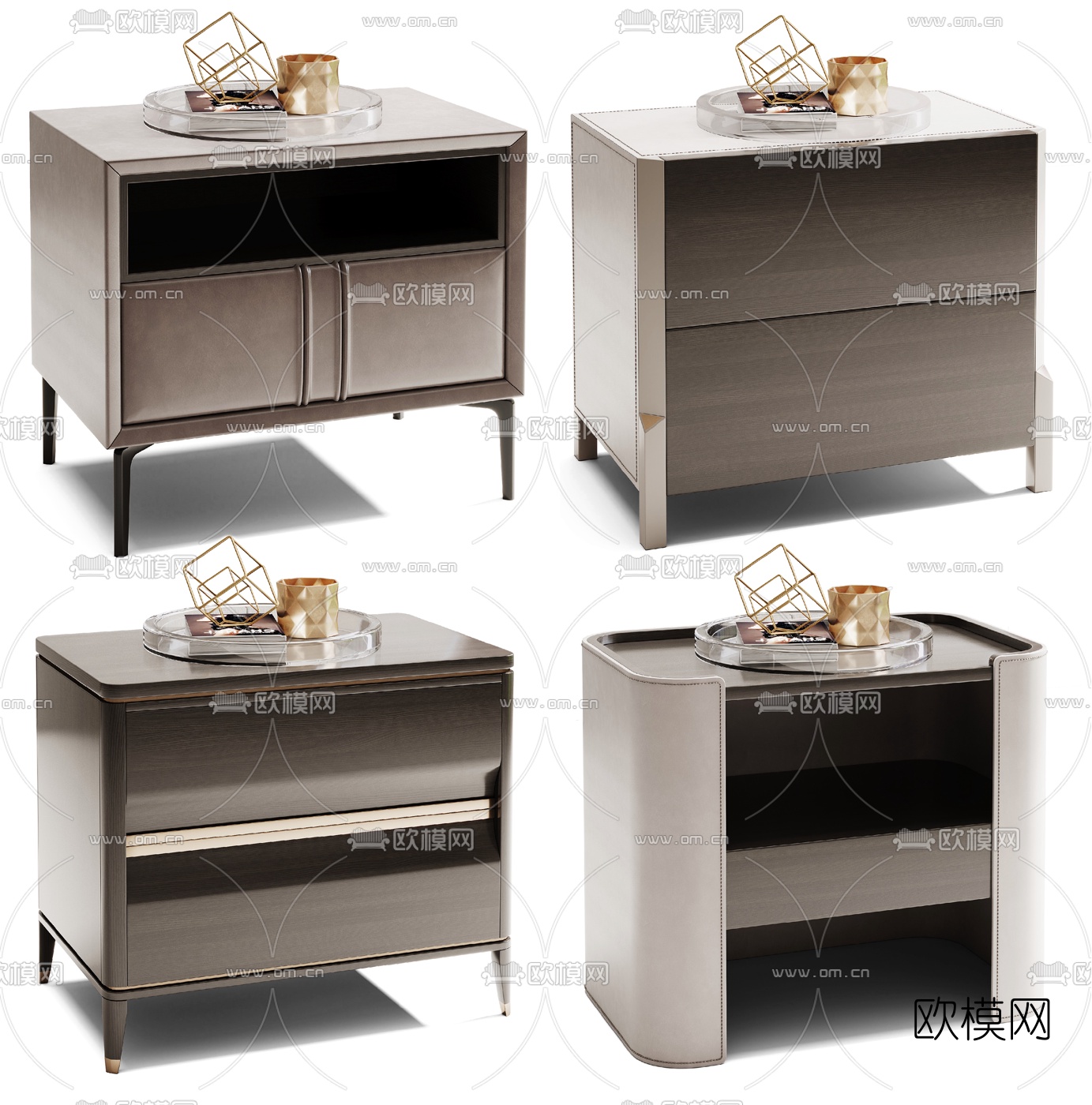 现代简约床头柜3d模型下载（渲染图1）