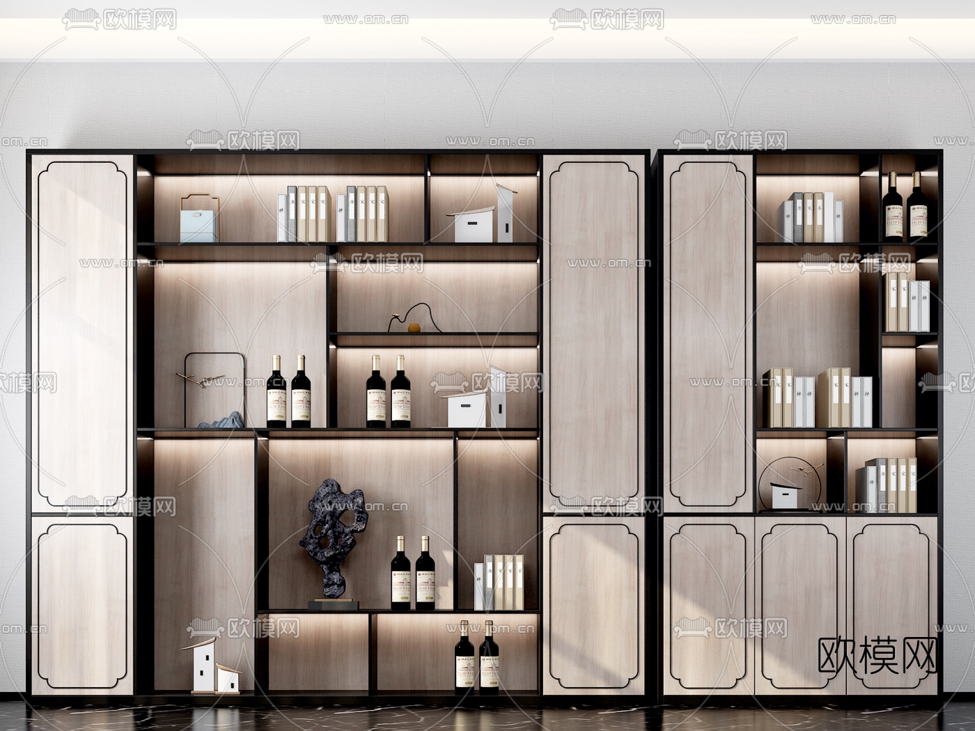 新中式陈列柜装饰柜3d模型下载