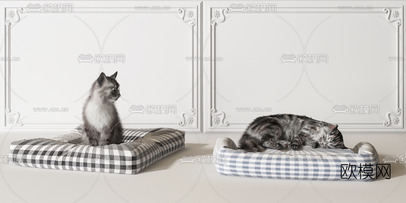 现代猫咪猫窝3d模型