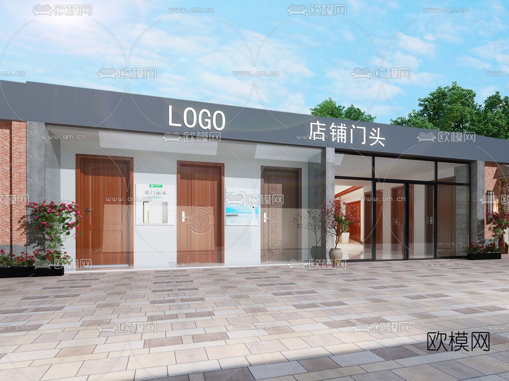 现代店铺门面免费3d模型下载_ID10238771_3dmax免费模型-欧模网