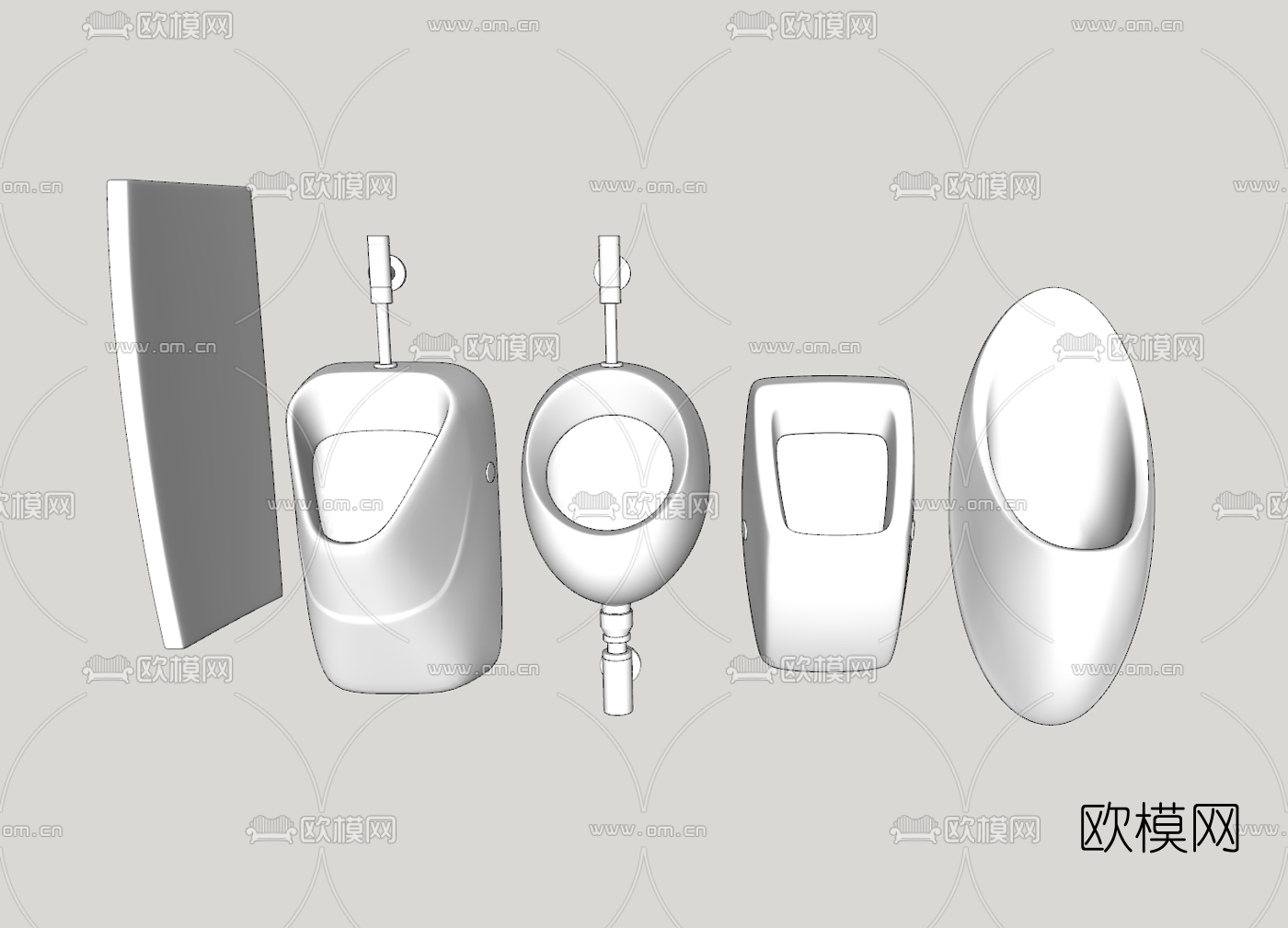 现代小便斗su模型下载（渲染图2）