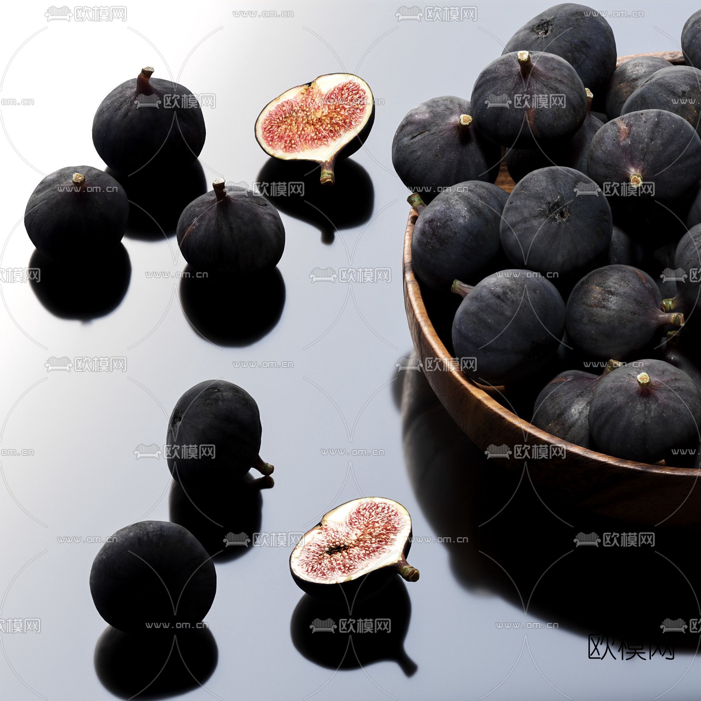 现代无花果水果3d模型