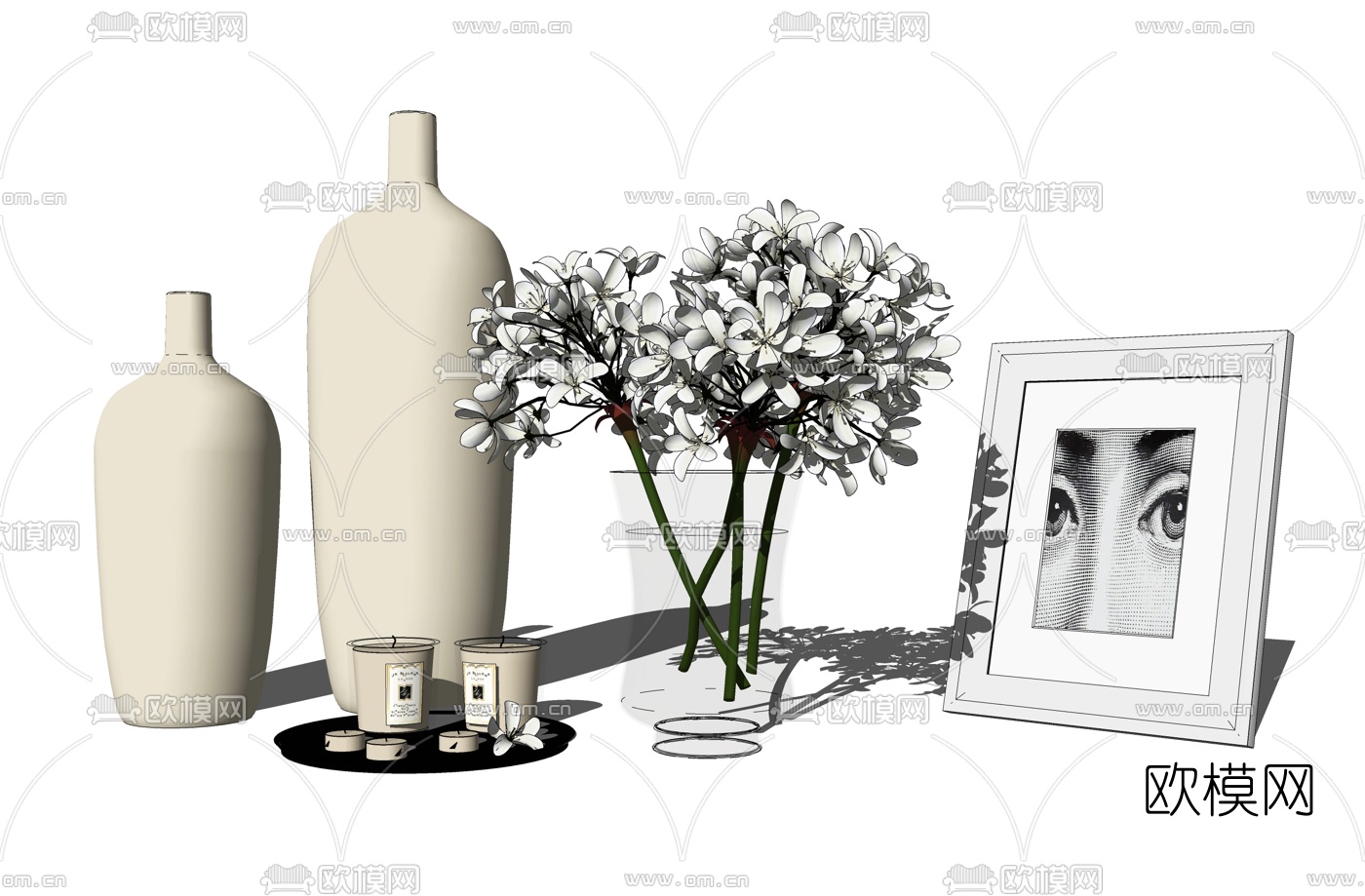 现代花艺花瓶摆件su模型