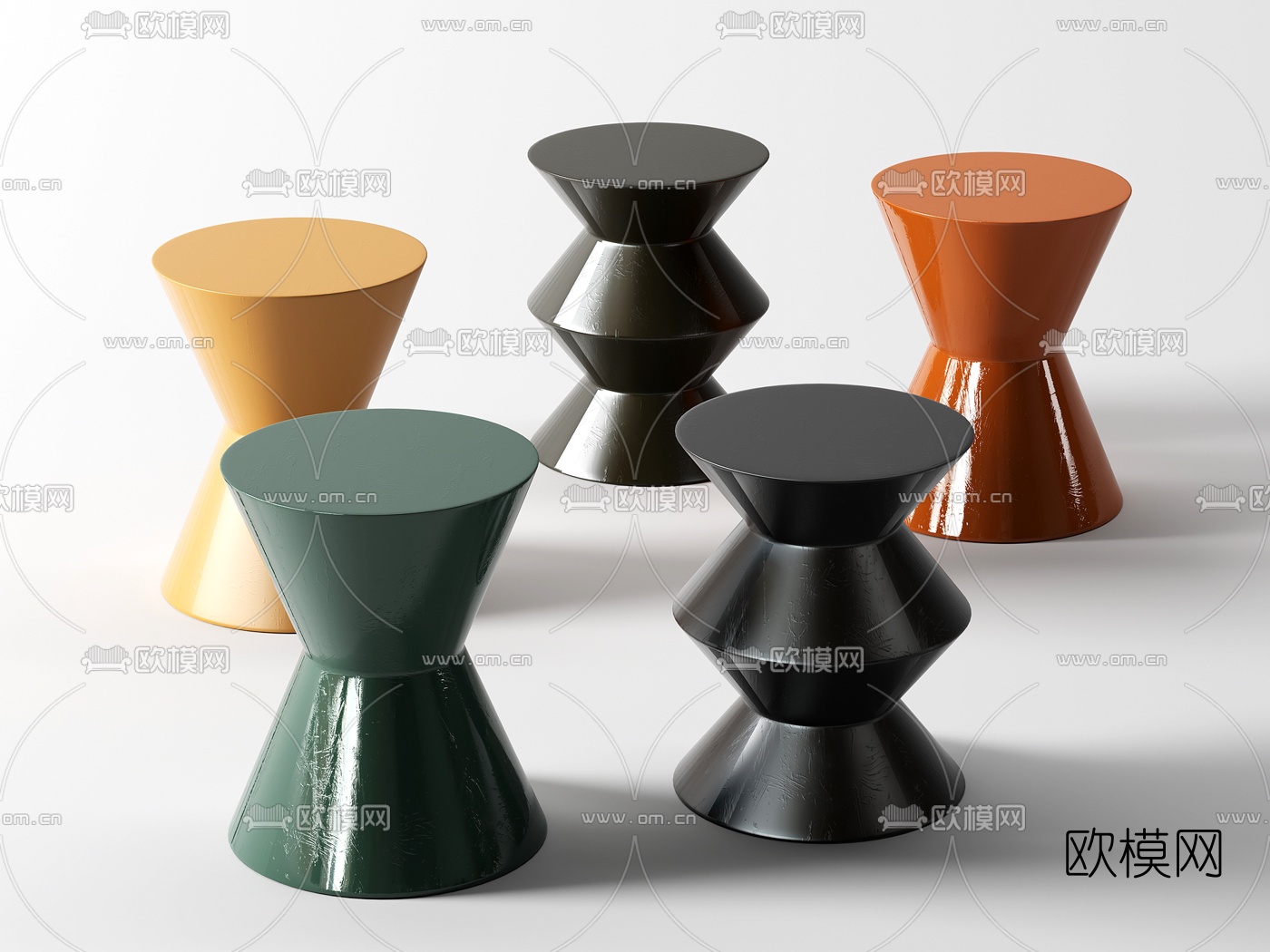 北欧沙漏型圆凳3d模型下载