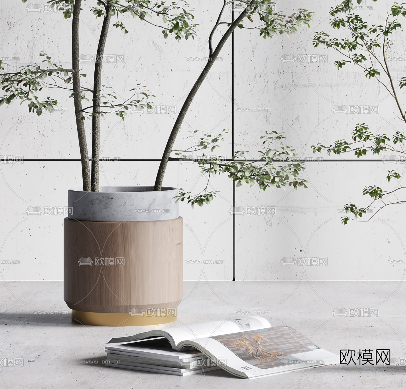 现代绿植盆栽3d模型