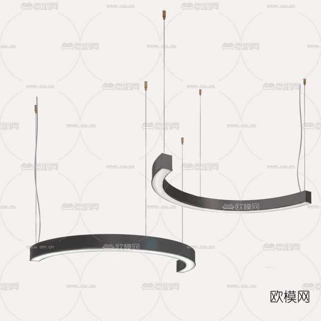 现代半圆形办公吊灯免费3d模型下载