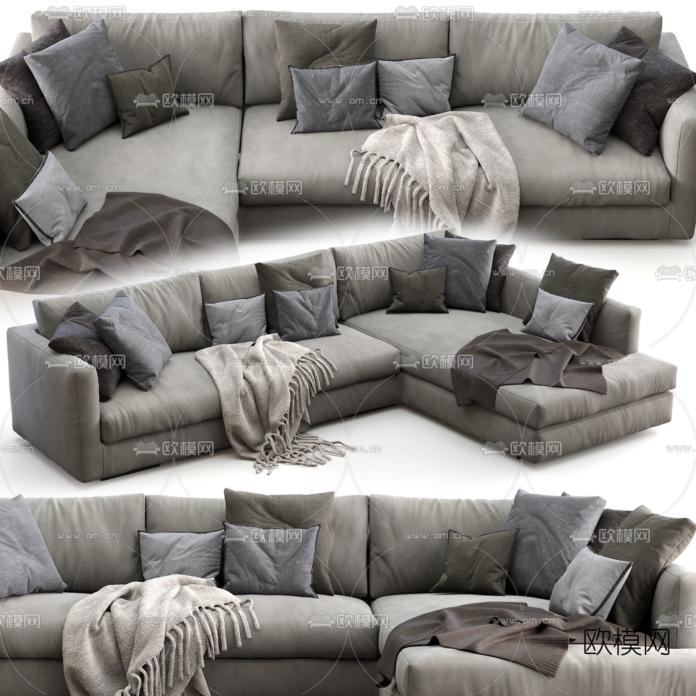 FLEXFORM 转角多人沙发3d模型下载（渲染图3）