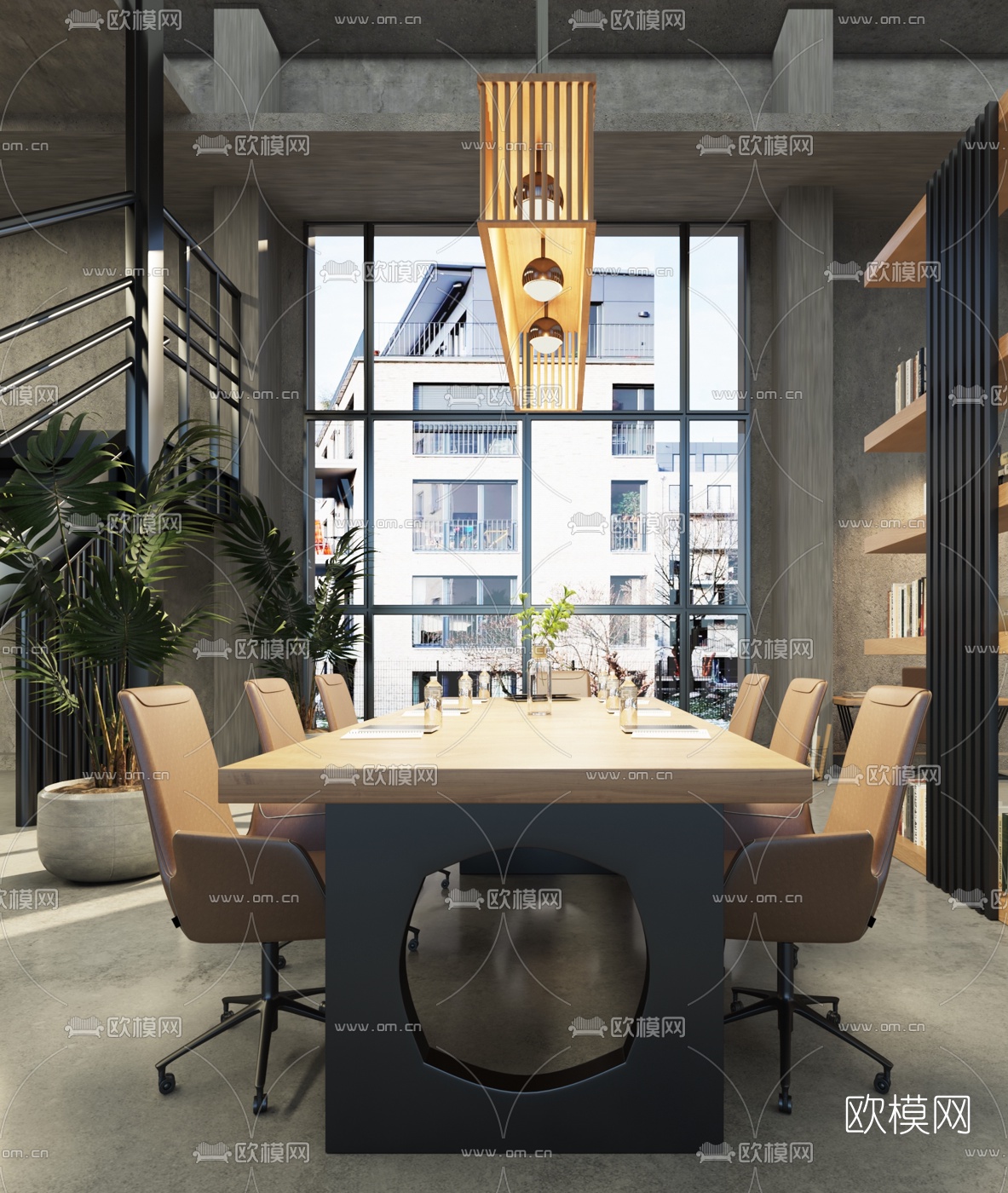 工业风会议室3d模型下载