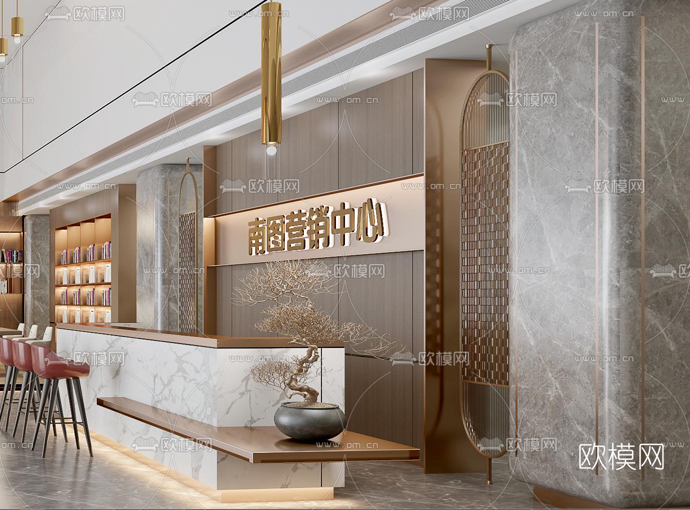 现代轻奢售楼处3d模型下载（渲染图3）