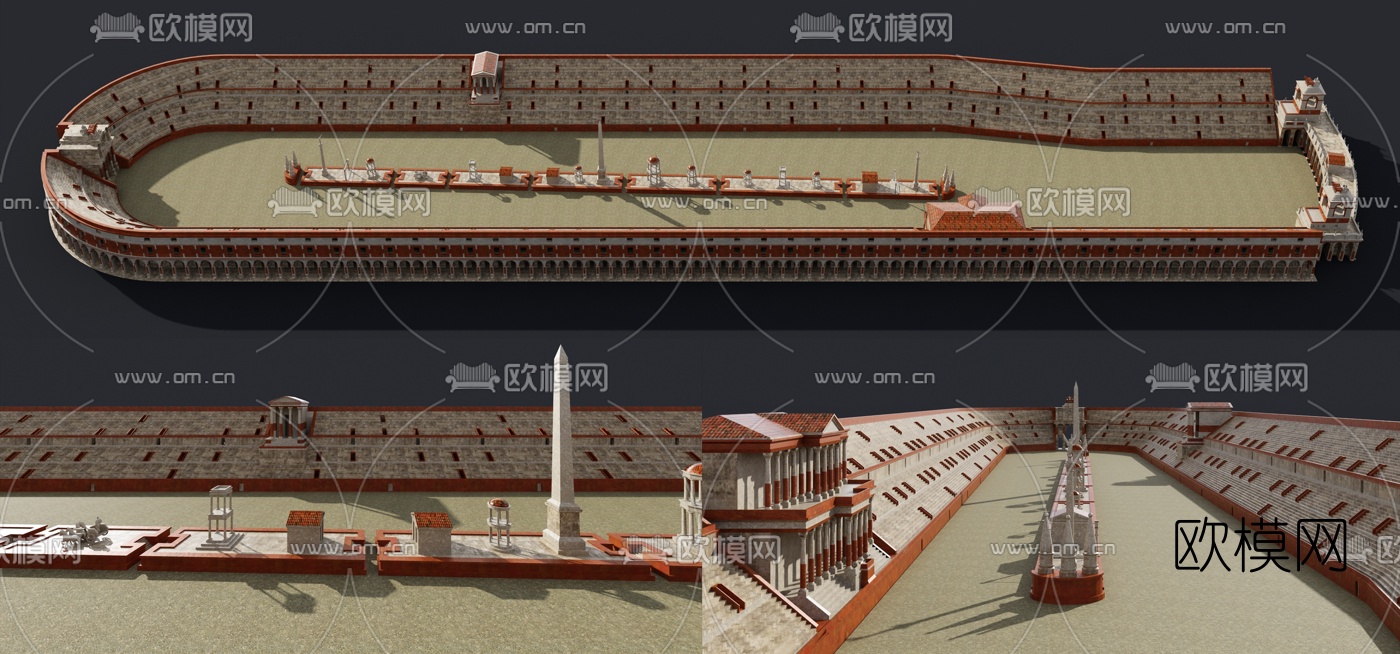 欧式古典古罗马建筑外观3d模型下载（渲染图3）
