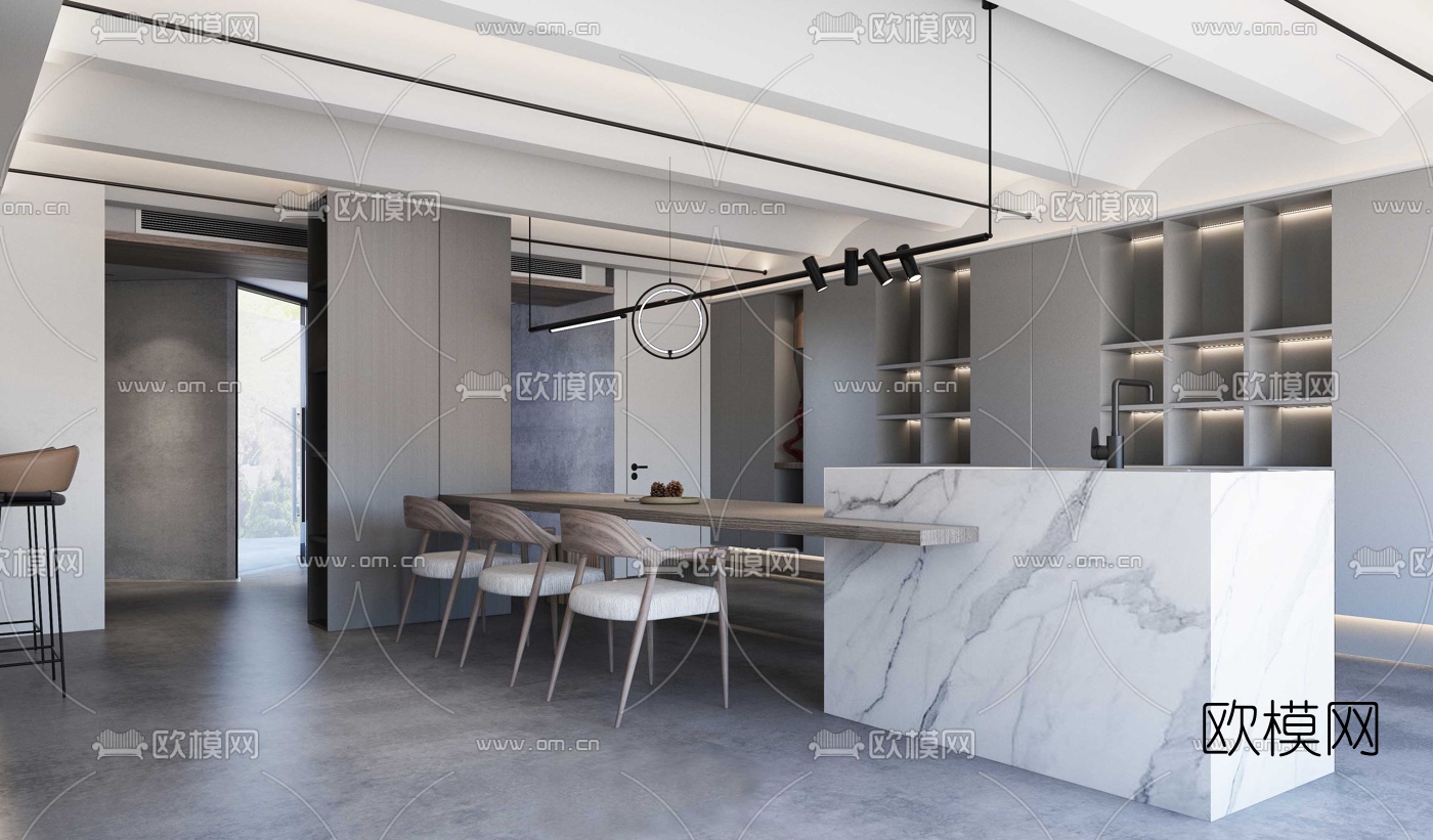 现代极简装饰公司3d模型下载（渲染图2）