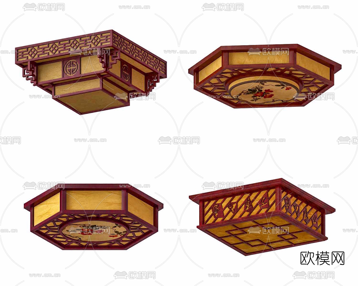 中式古典吸顶灯3d模型下载