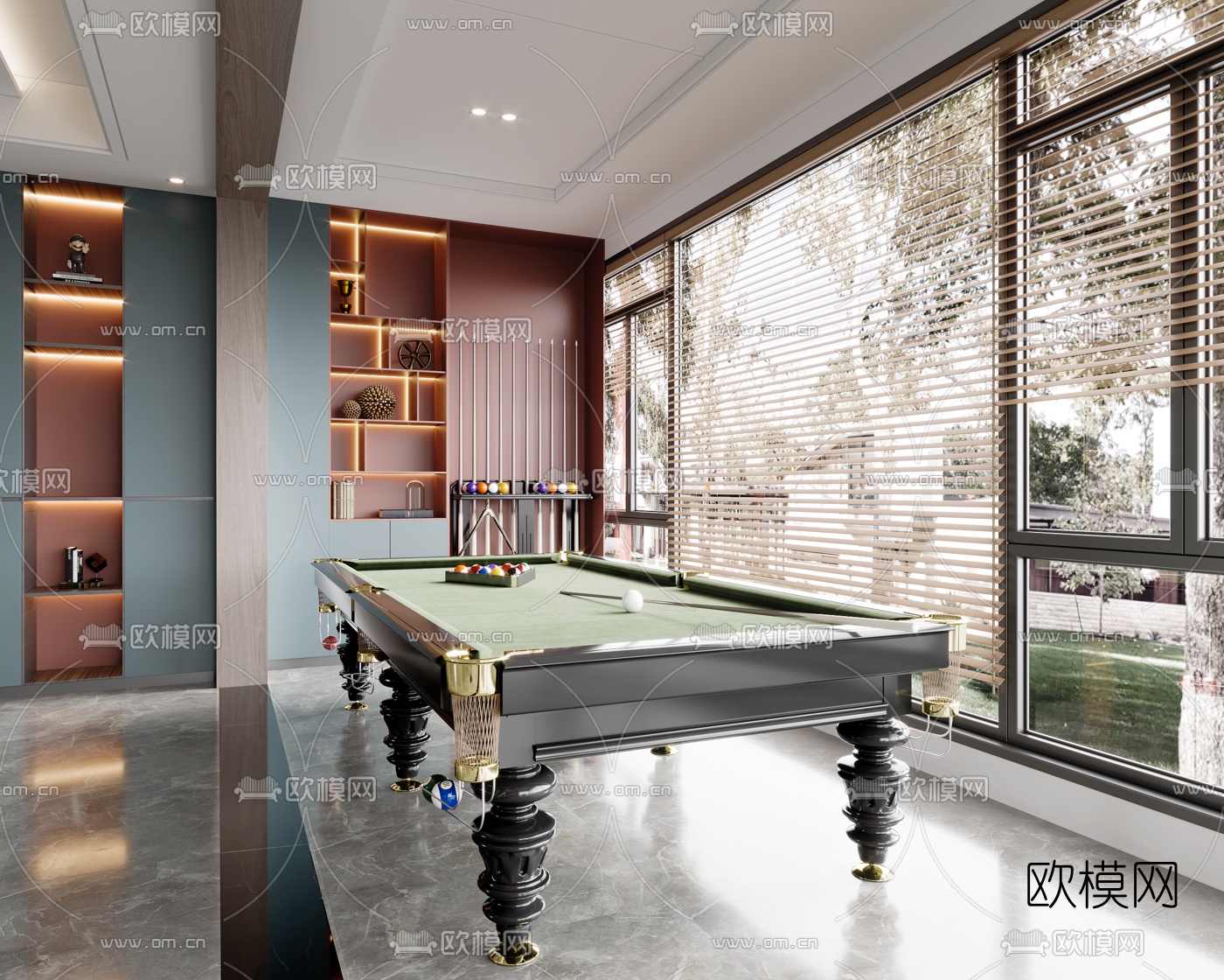 现代台球室3d模型下载