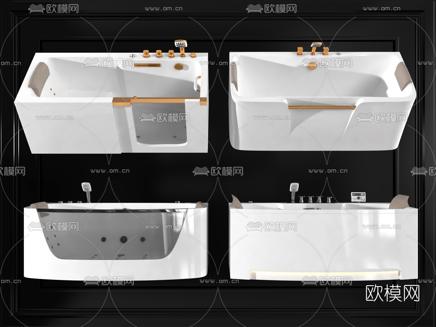 现代按摩浴缸3d模型