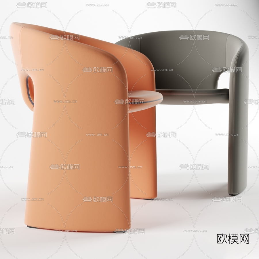 现代皮革休闲椅3d模型