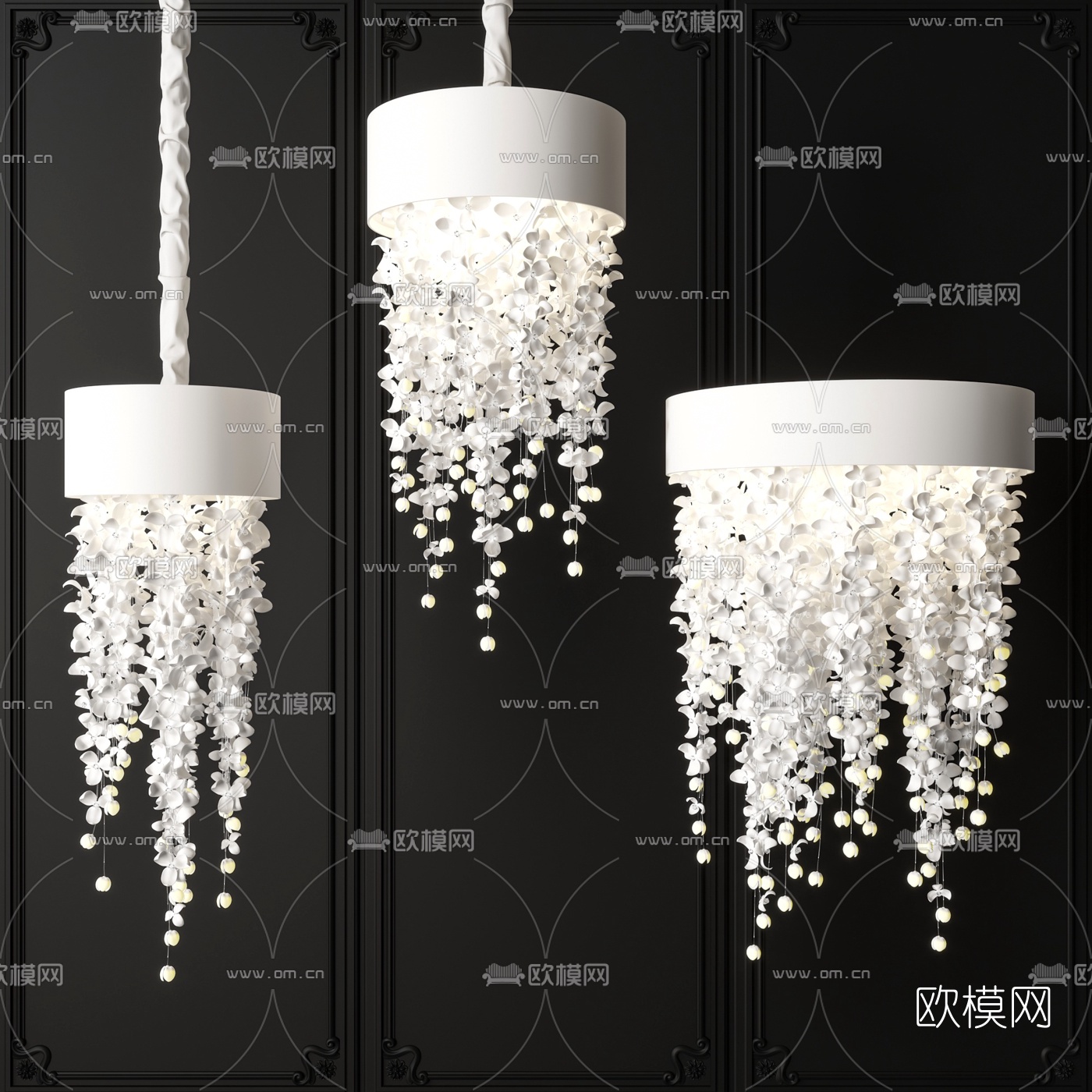 现代花瓣装饰吊灯3d模型下载（渲染图1）