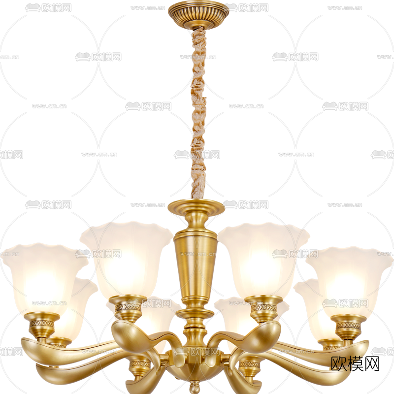 美式全铜吊灯免费3d模型下载