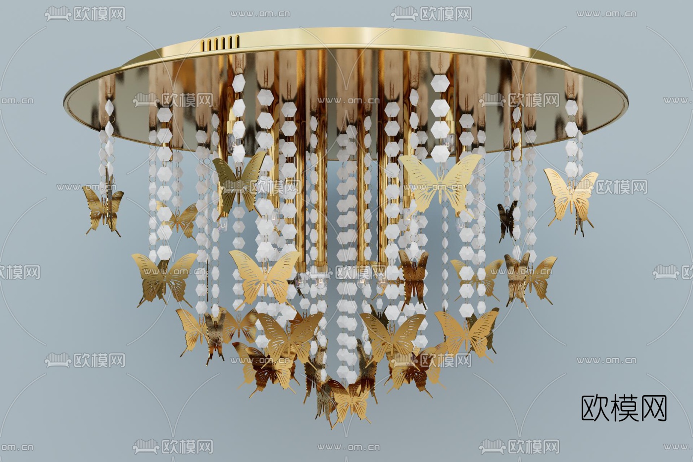现代水晶吸顶灯su模型下载（渲染图1）