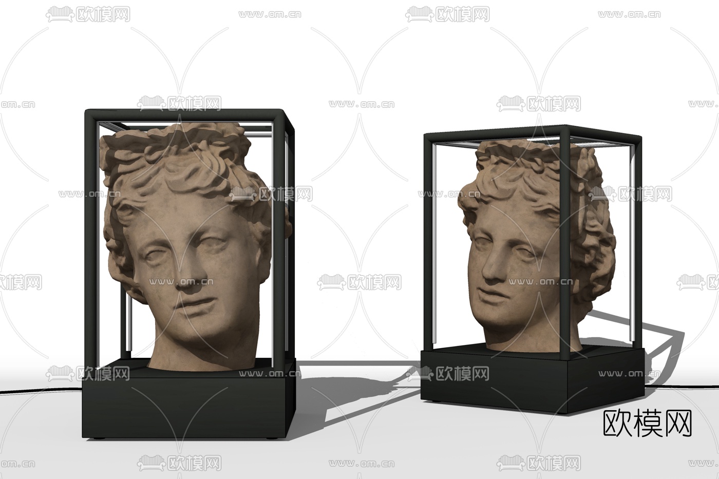 欧式人物头像雕塑su模型下载（渲染图2）