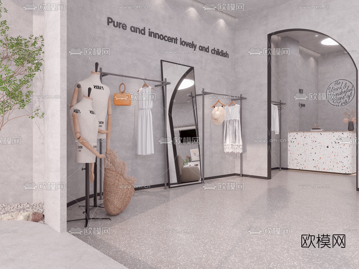 现代侘寂女士服装店3d模型