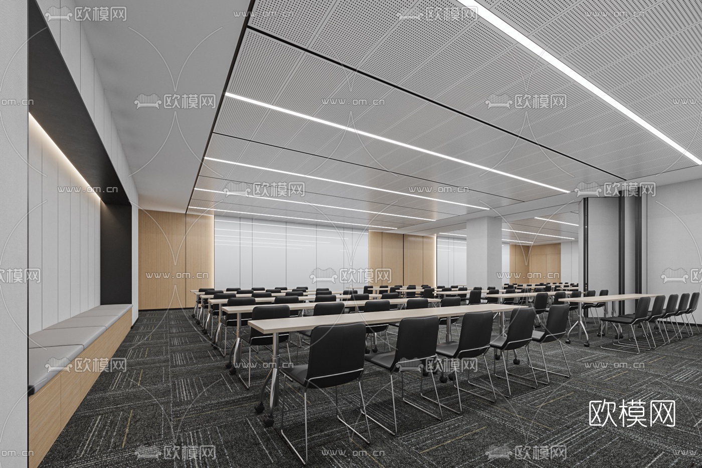 现代多功能培训室会议室3d模型下载_ID10007671_3dmax免费模型-欧模网