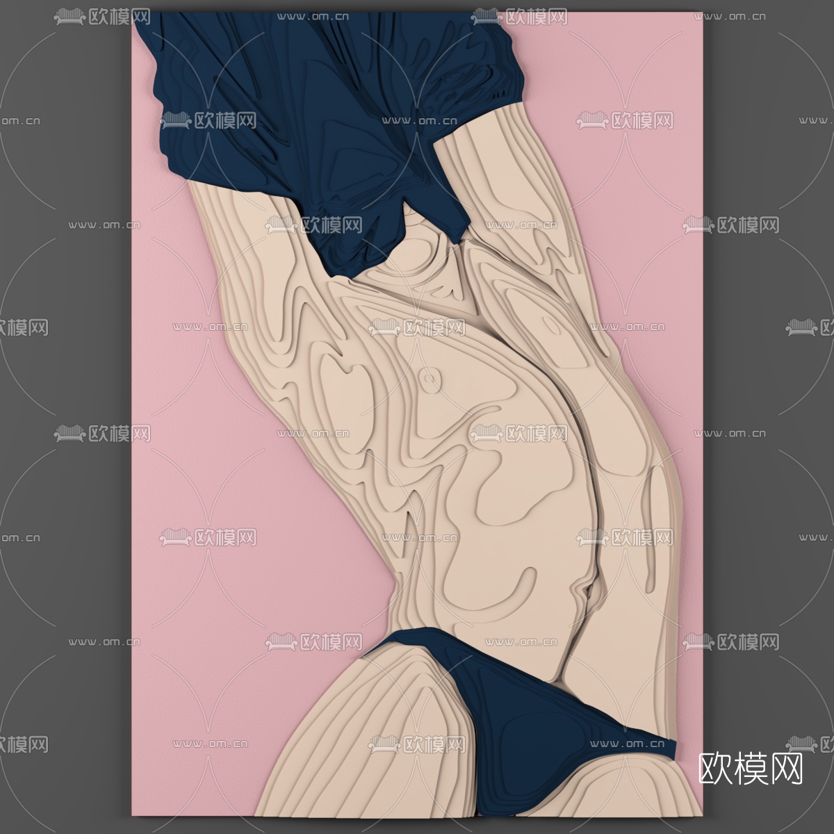 现代脱衣人体挂画3d模型