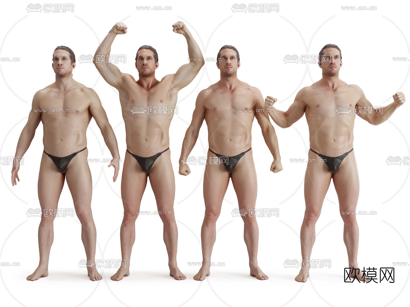 现代男性裸体模特3d模型下载