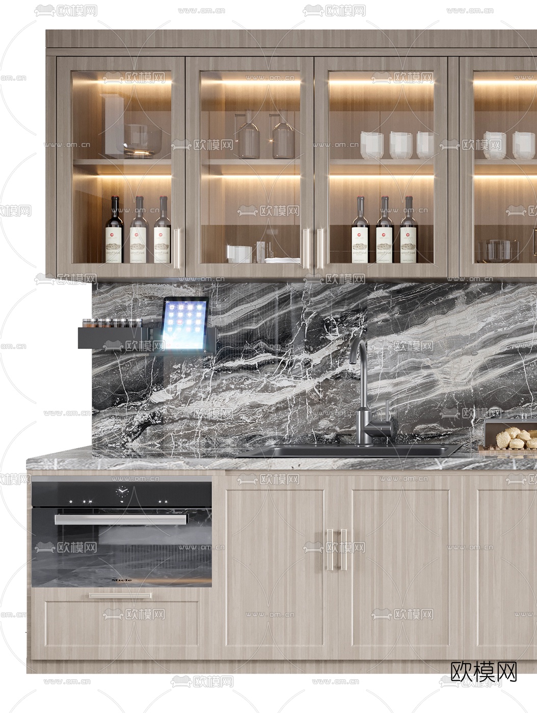 新中式橱柜3d模型下载（渲染图2）