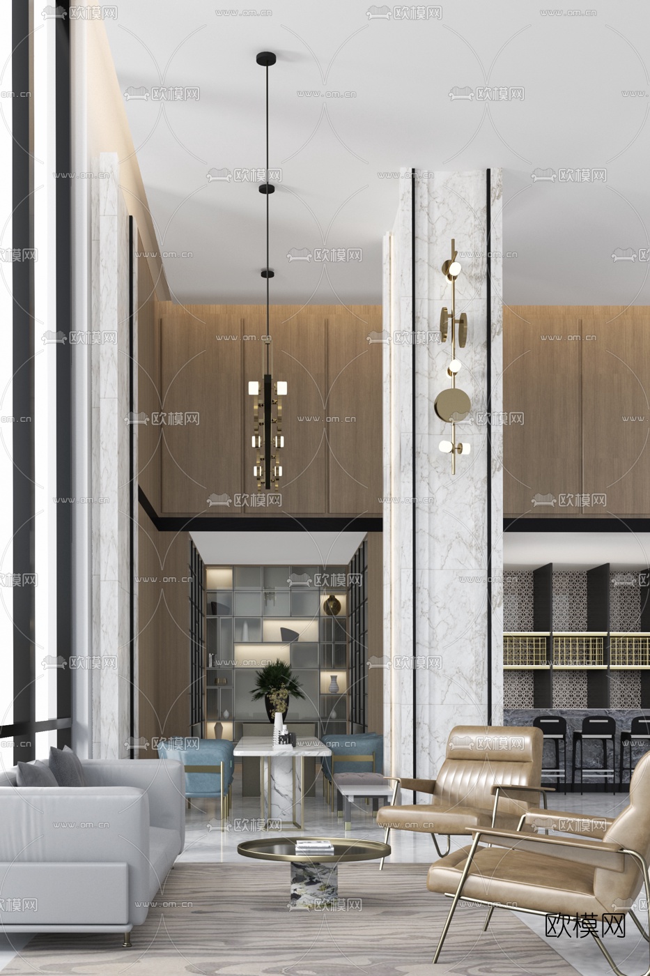 SSD上上国际 现代售楼处洽谈区3d模型下载