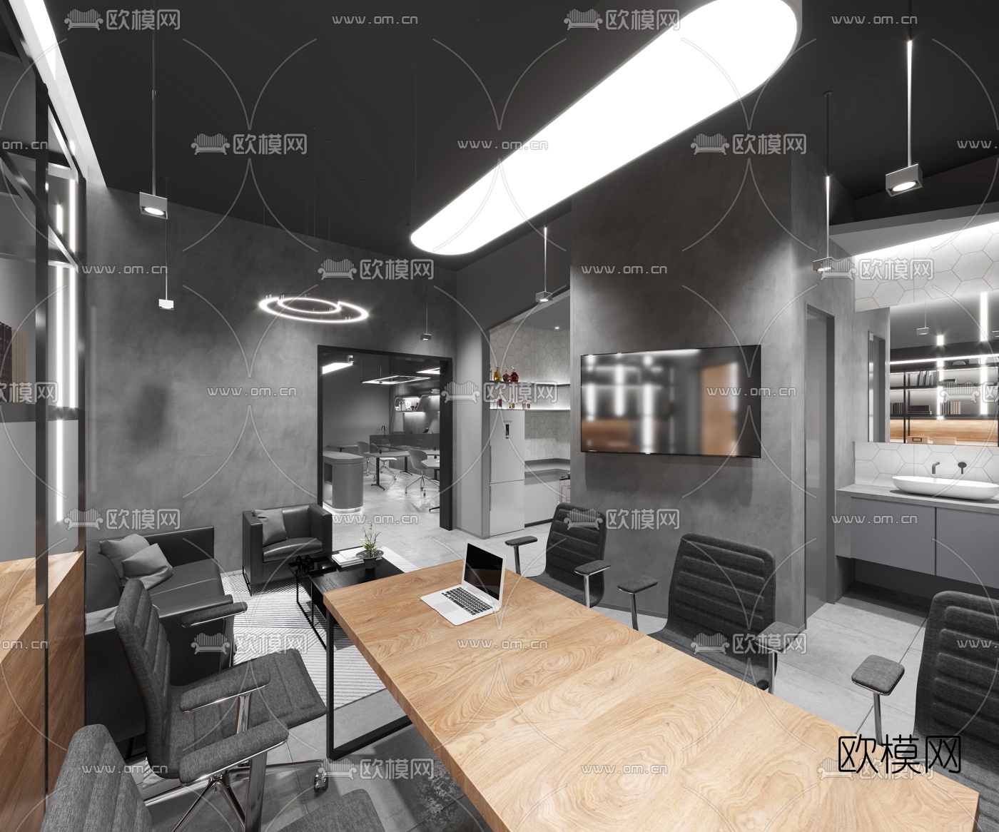 现代办公室办公区3d模型