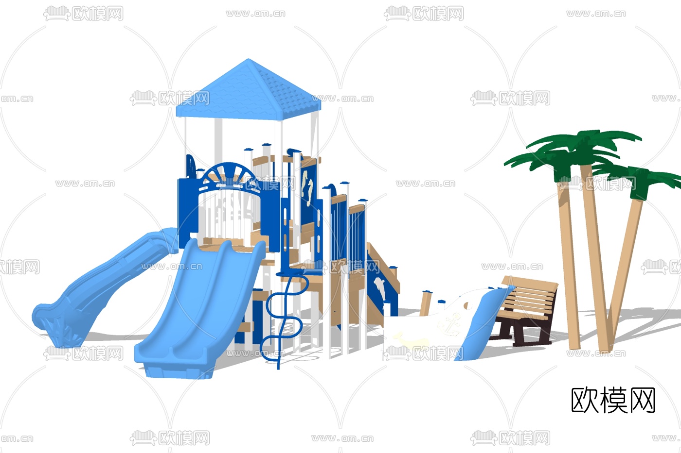北欧儿童滑梯su模型下载