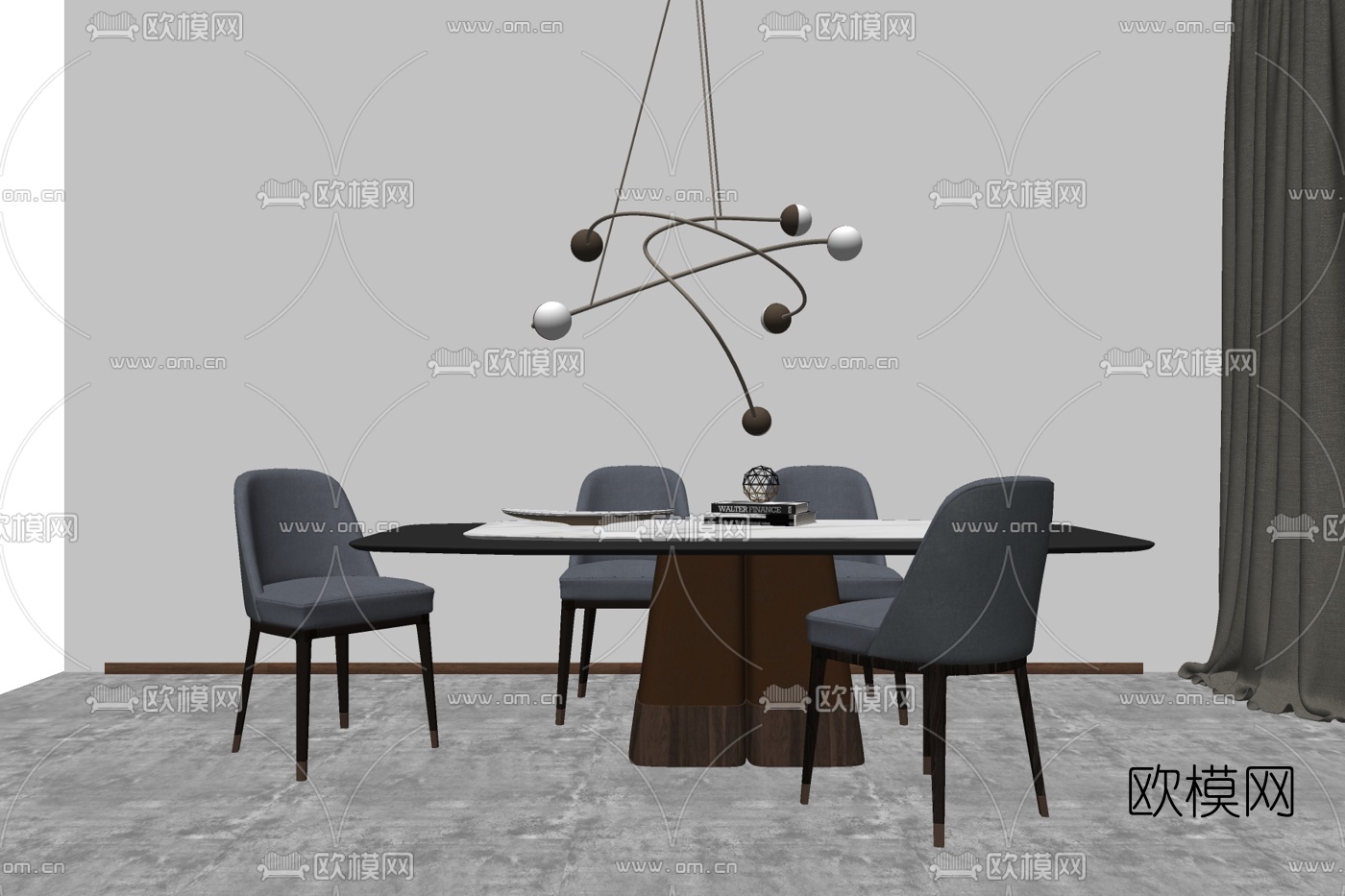 现代轻奢餐桌椅su模型下载