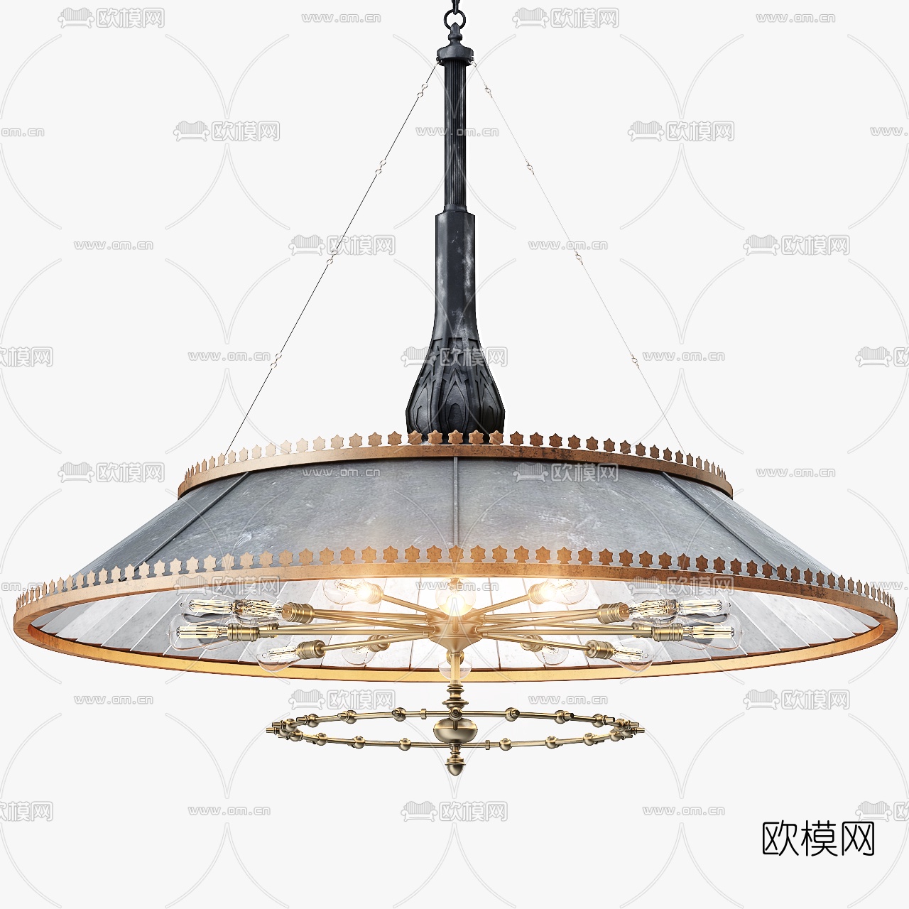 欧式金属吊灯3d模型