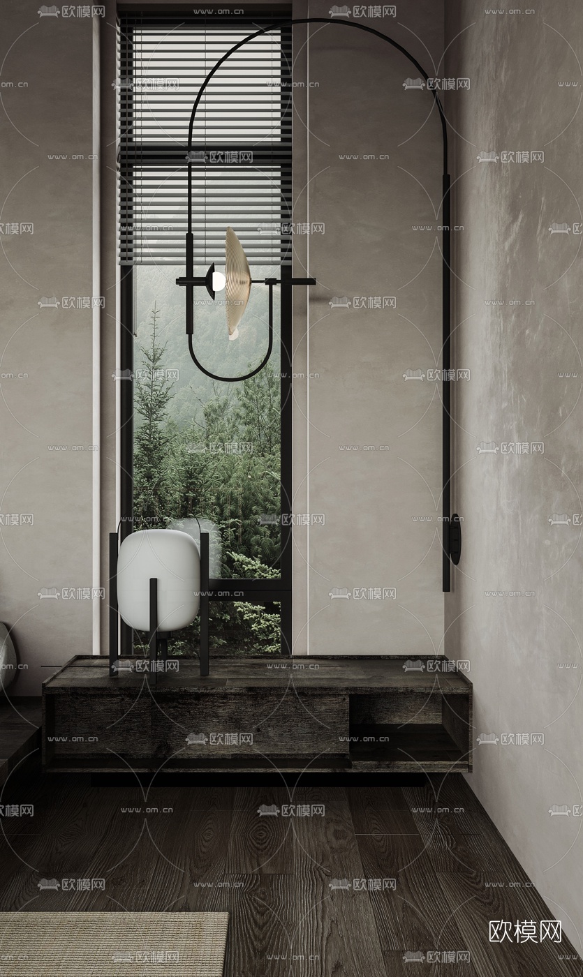 现代金属壁灯3d模型下载