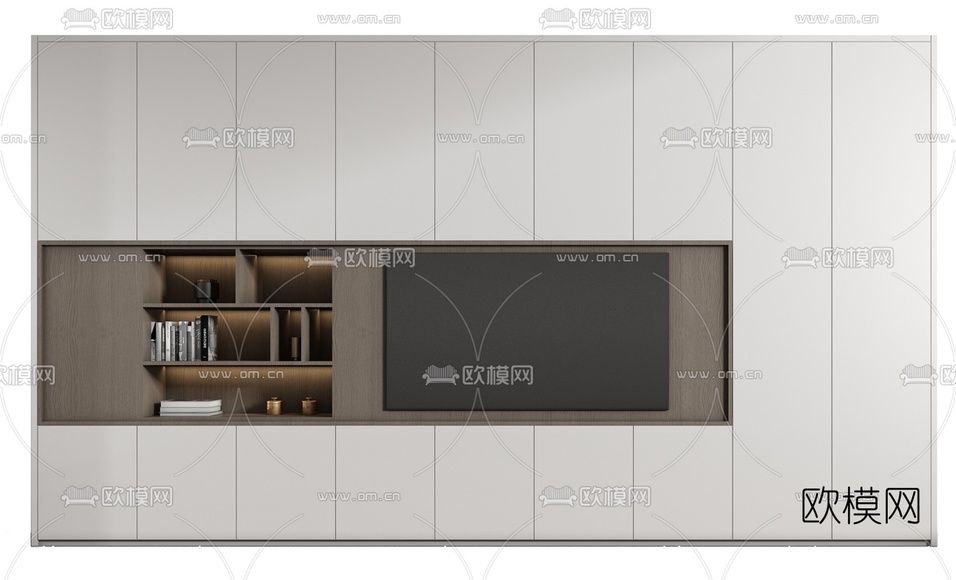 现代一体式电视柜3d模型下载(渲染图3)