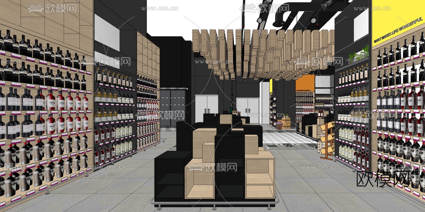 现代超市红酒区su模型下载（渲染图2）