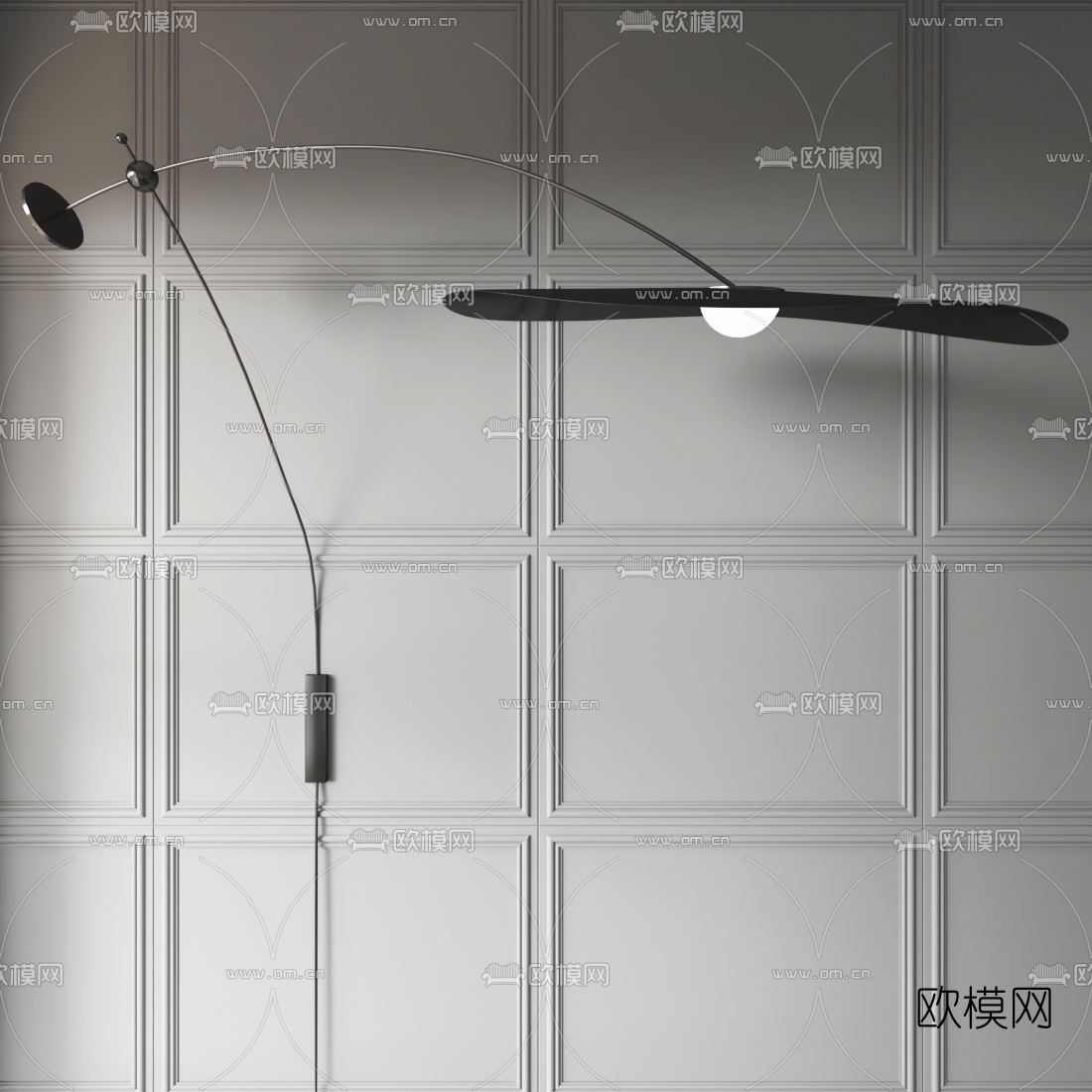 工业风钓鱼灯壁灯3d模型